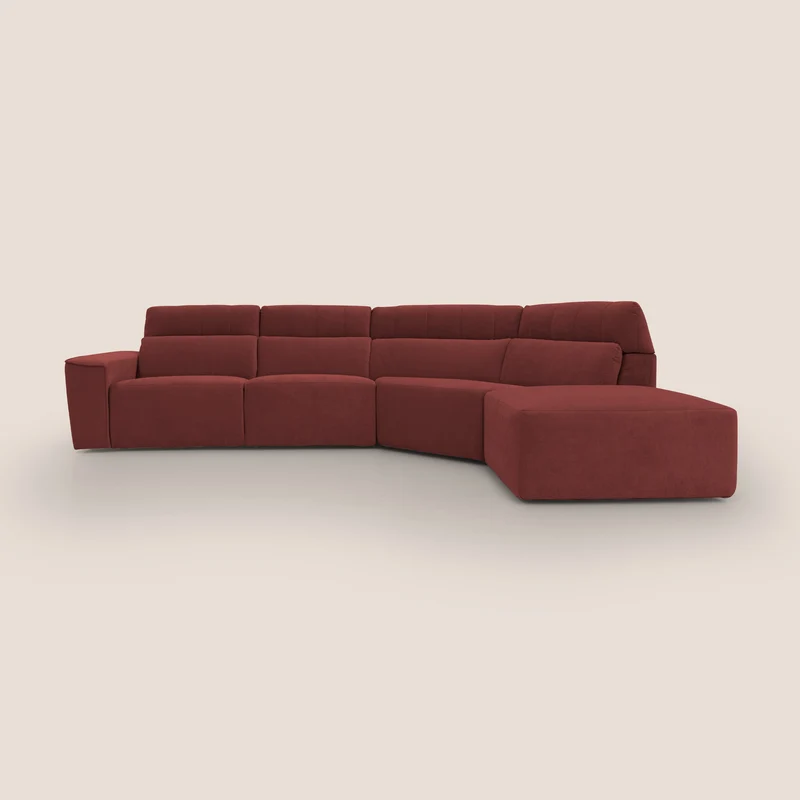 Clark Canapé d'angle avec option relax électrique en tissu imperméable et détachable T17 rouge