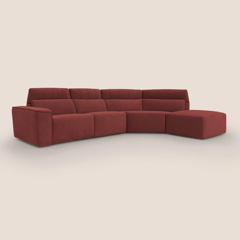Clark Canapé d'angle avec option relax électrique en tissu imperméable et détachable T17 rouge