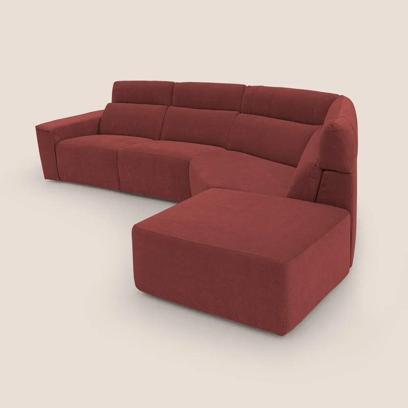 Clark Canapé d'angle avec option relax électrique en tissu imperméable et détachable T17 rouge