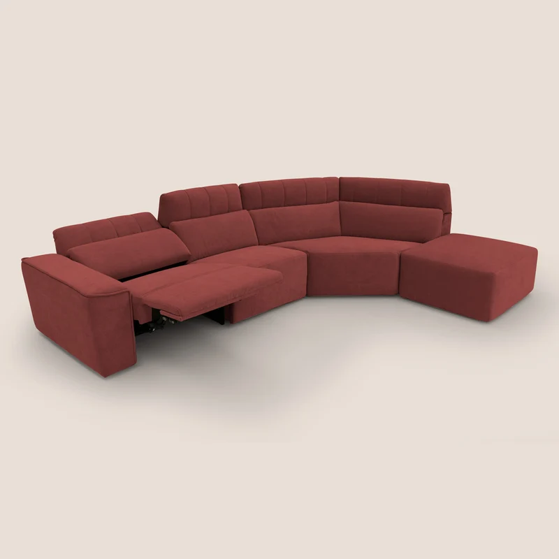 Clark Canapé d'angle avec option relax électrique en tissu imperméable et détachable T17 rouge