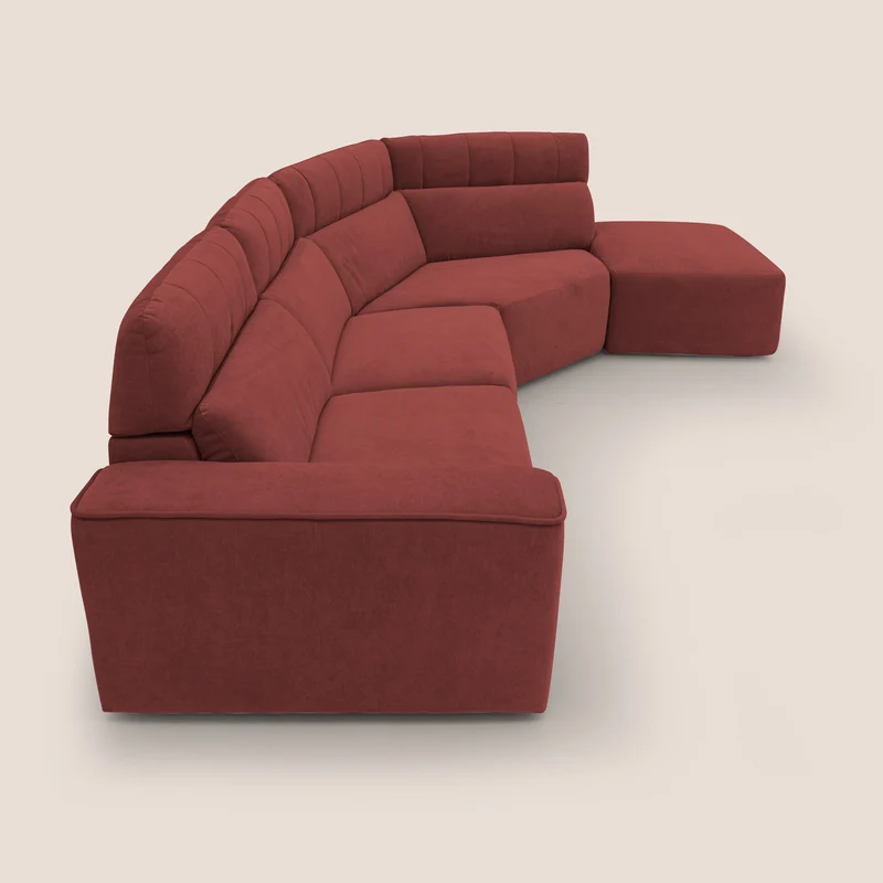 Clark Canapé d'angle avec option relax électrique en tissu imperméable et détachable T17 rouge
