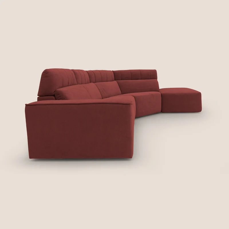 Clark Canapé d'angle avec option relax électrique en tissu imperméable et détachable T17 rouge