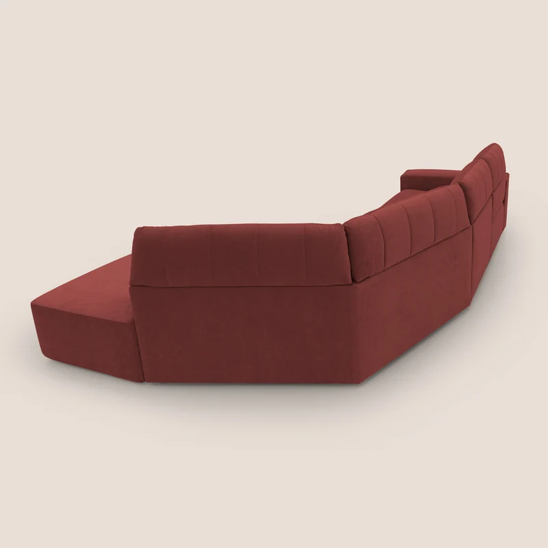 Clark Canapé d'angle avec option relax électrique en tissu imperméable et détachable T17 rouge