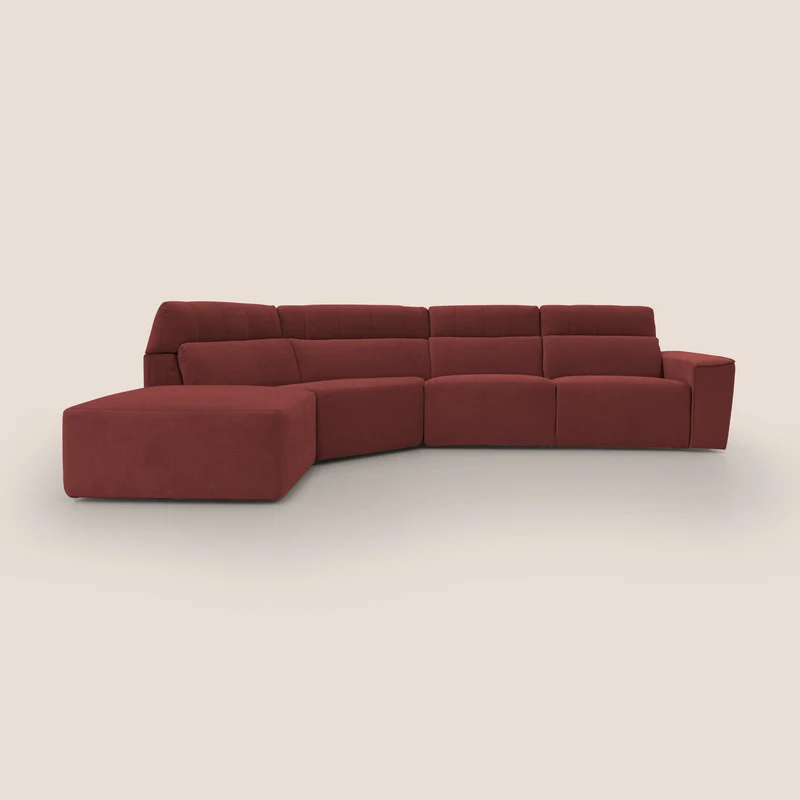 Clark Canapé d'angle avec option relax électrique en tissu imperméable et détachable T17 rouge