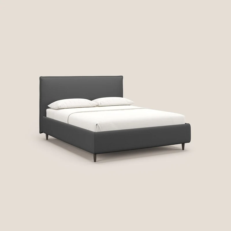 Hunter lit rembourré avec coffre déhoussable en tissu imperméable flammé T19 anthracite