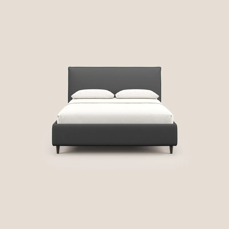 Hunter lit rembourré avec coffre déhoussable en tissu imperméable flammé T19 anthracite