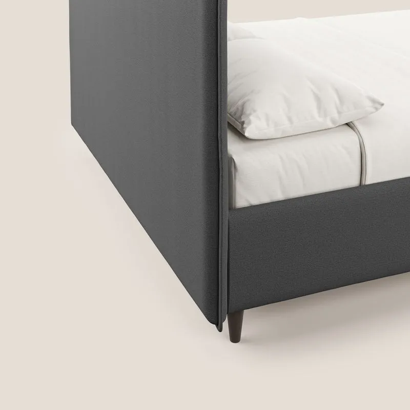 Hunter lit rembourré avec coffre déhoussable en tissu imperméable flammé T19 anthracite