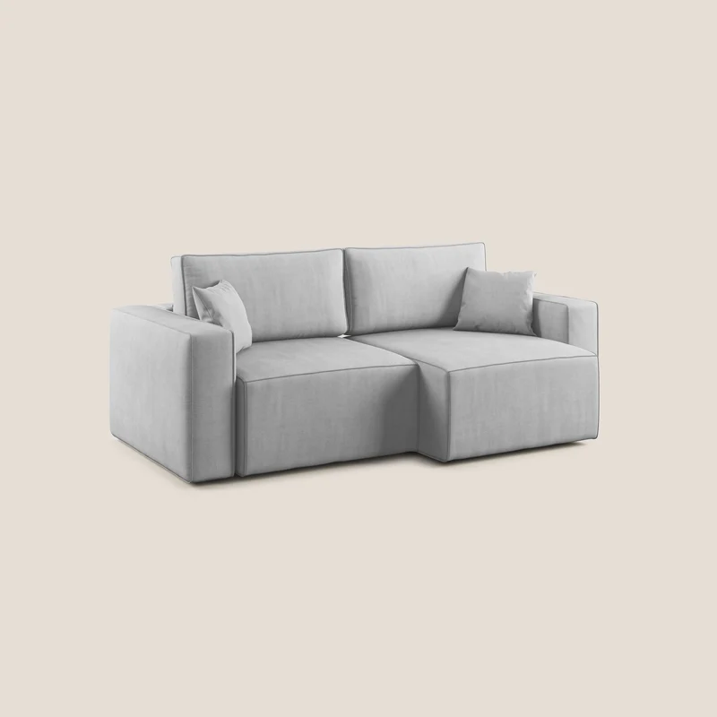 Morfeo canapé avec assises extractibles en tissu imperméable doux T02 gris clair