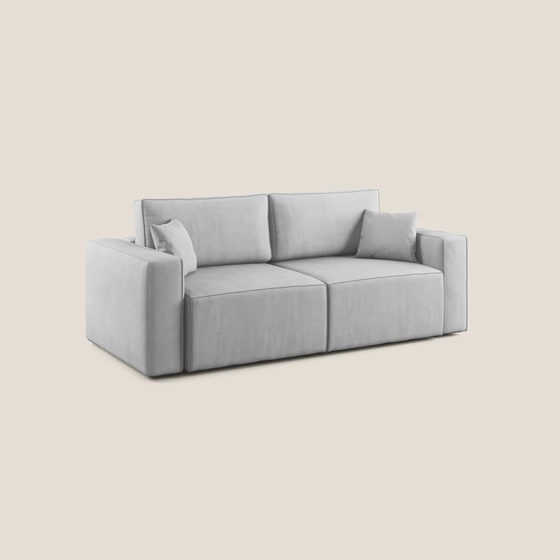 Morfeo canapé avec assises extractibles en tissu imperméable doux T02 gris clair
