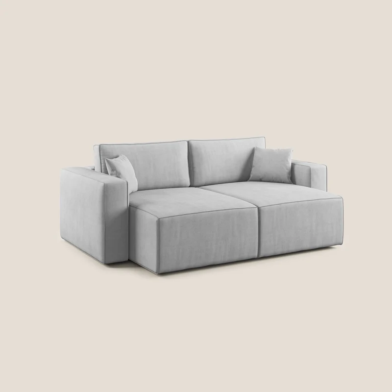 Morfeo canapé avec assises extractibles en tissu imperméable doux T02 gris clair