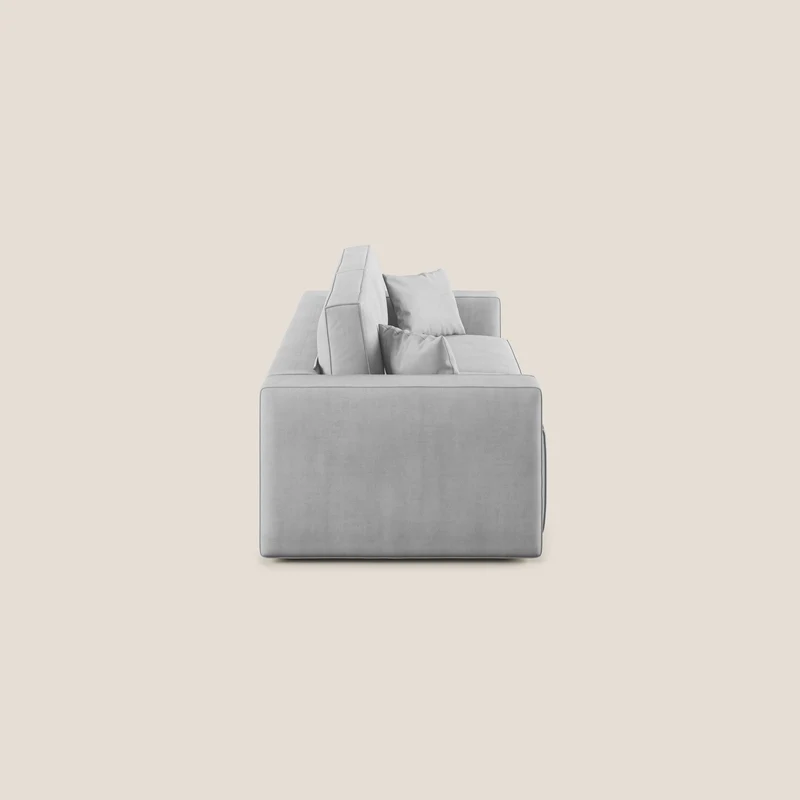 Morfeo canapé avec assises extractibles en tissu imperméable doux T02 gris clair