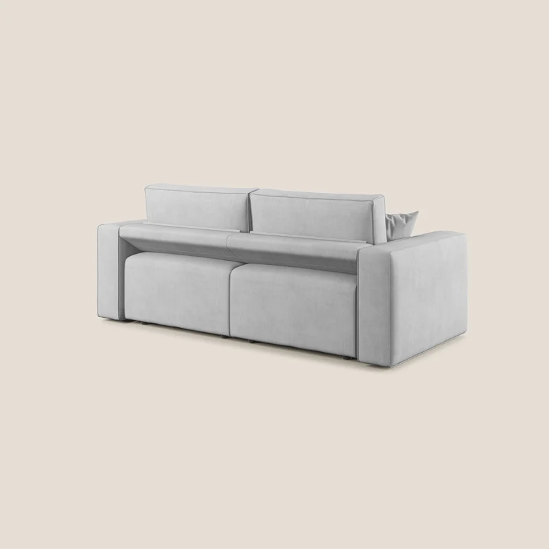 Morfeo canapé avec assises extractibles en tissu imperméable doux T02 gris clair