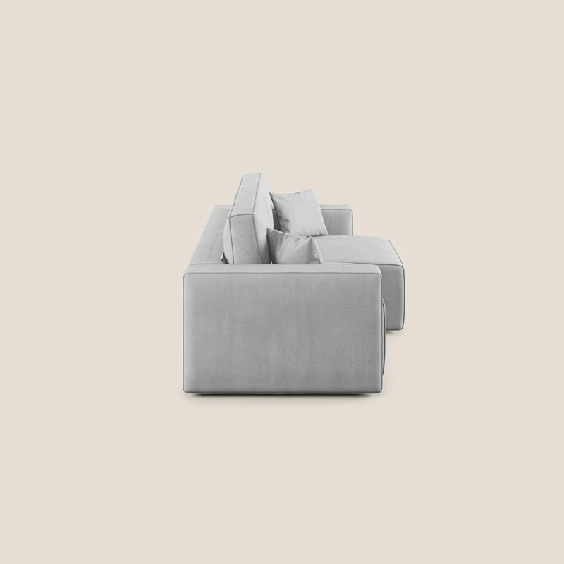 Morfeo canapé avec assises extractibles en tissu imperméable doux T02 gris clair