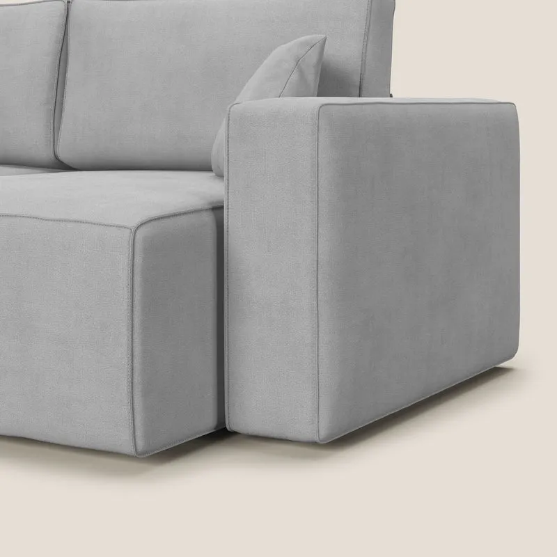 Morfeo canapé avec assises extractibles en tissu imperméable doux T02 gris clair