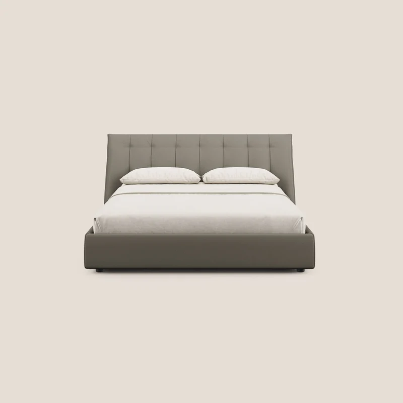 Clizia Lit de design avec coffre de rangement en simili-cuir imperméable T04 taupe