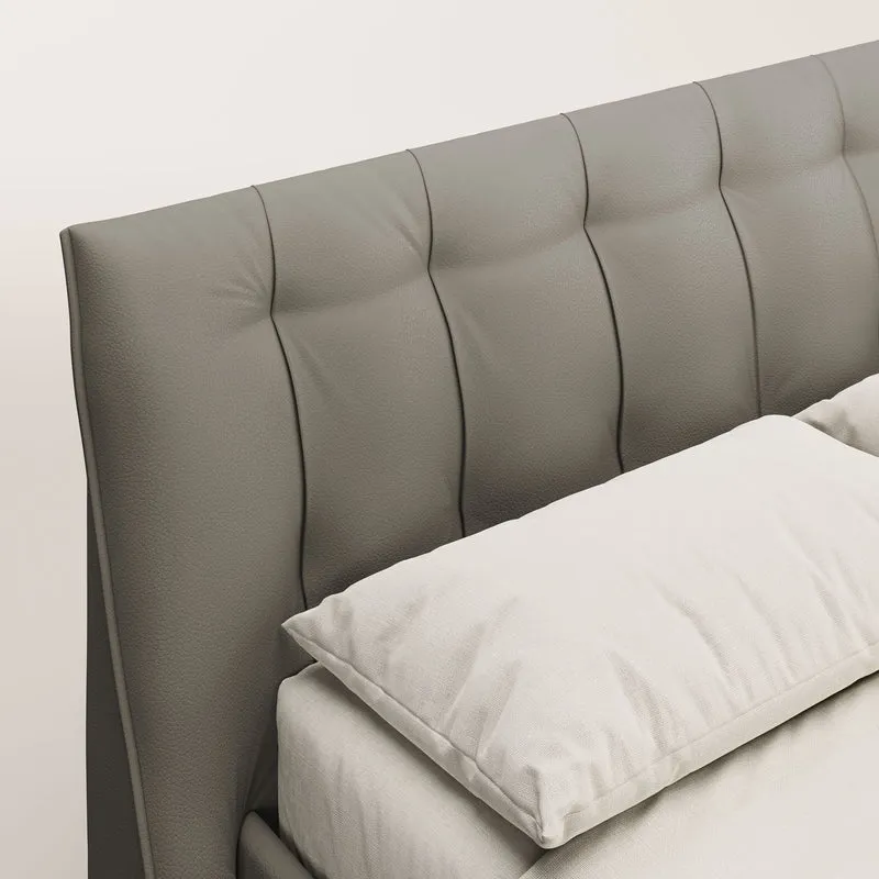 Clizia Lit de design avec coffre de rangement en simili-cuir imperméable T04 taupe