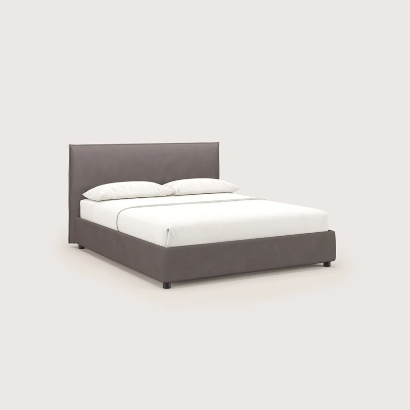 Nina lit coffre au design minimaliste en microfibre détachable effet cuir T15 marron