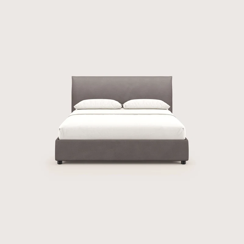 Nina lit coffre au design minimaliste en microfibre détachable effet cuir T15 marron