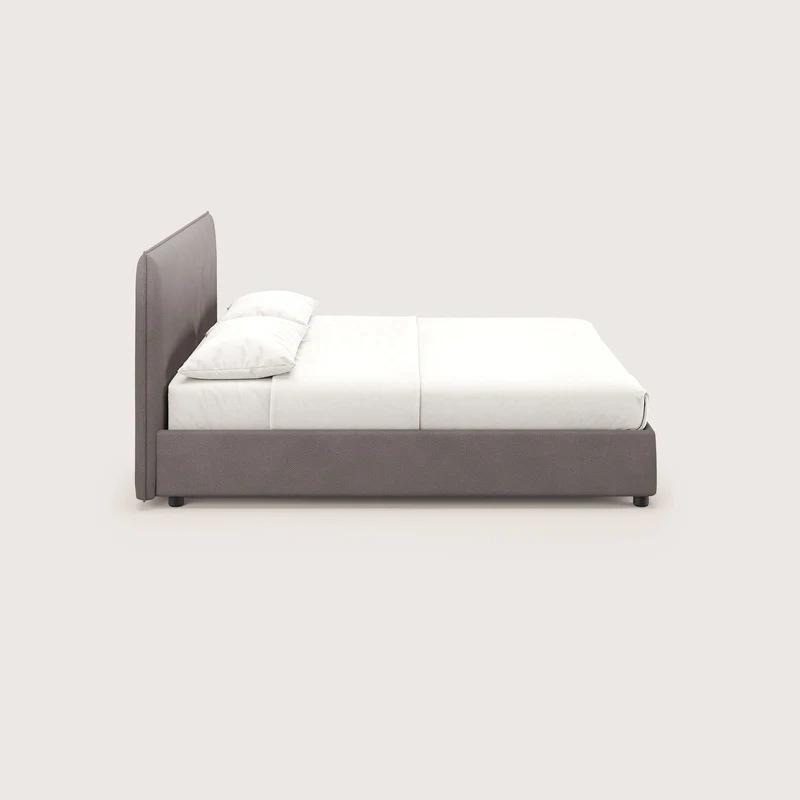 Nina lit coffre au design minimaliste en microfibre détachable effet cuir T15 marron