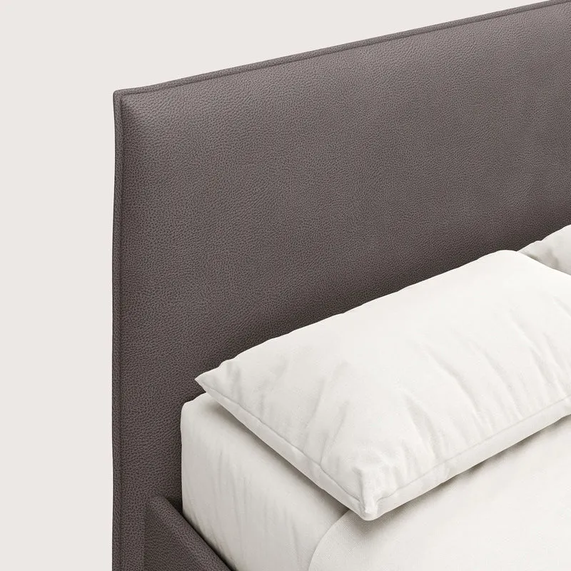 Nina lit coffre au design minimaliste en microfibre détachable effet cuir T15 marron