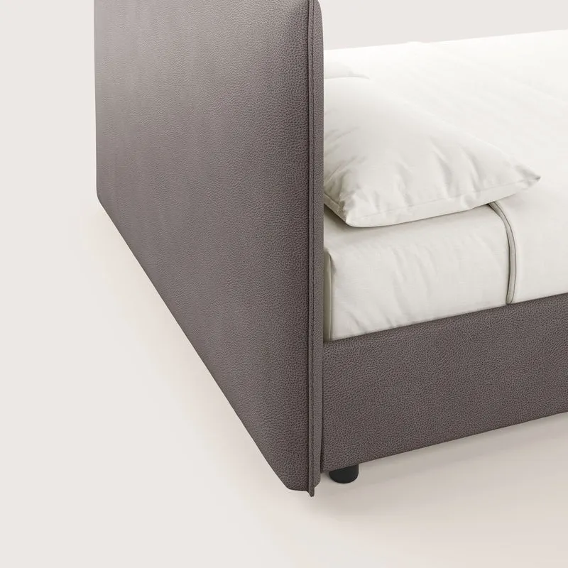 Nina lit coffre au design minimaliste en microfibre détachable effet cuir T15 marron