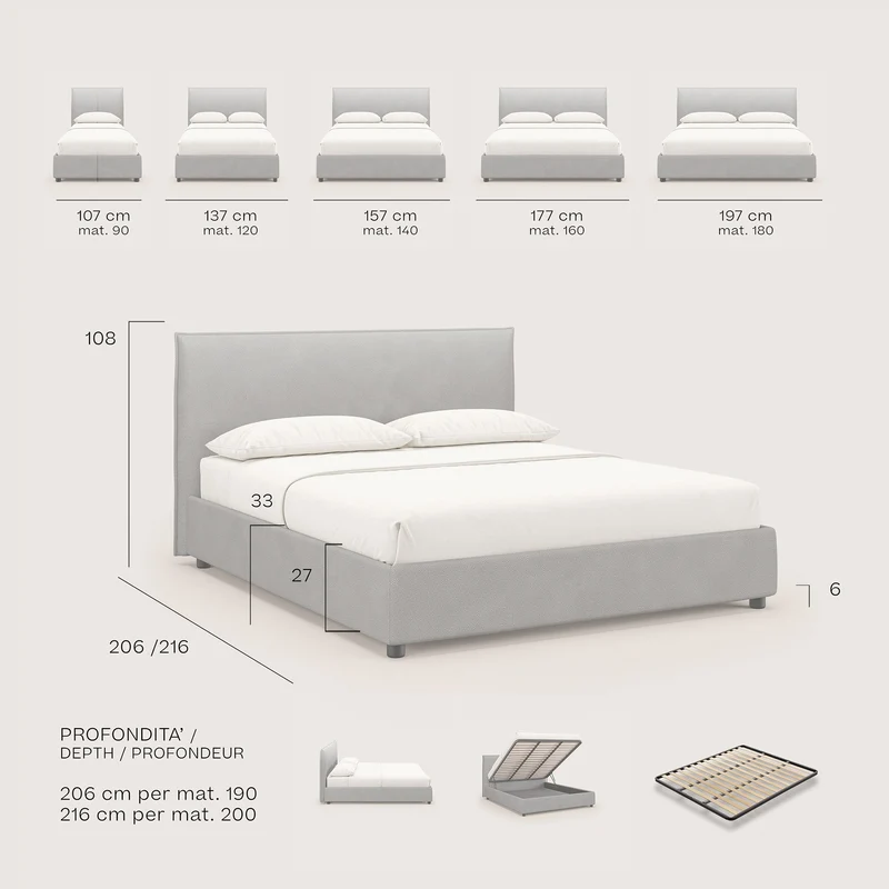 Nina lit coffre au design minimaliste en microfibre détachable effet cuir T15 marron