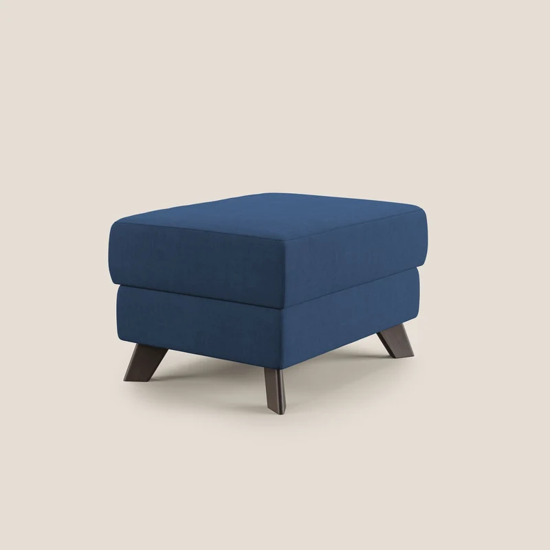 Moon Pouf coffre aux pieds hauts et tissu doux imperméable T02 bleu