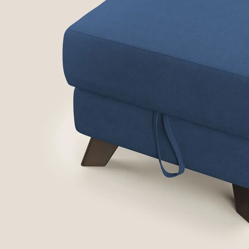 Moon Pouf coffre aux pieds hauts et tissu doux imperméable T02 bleu