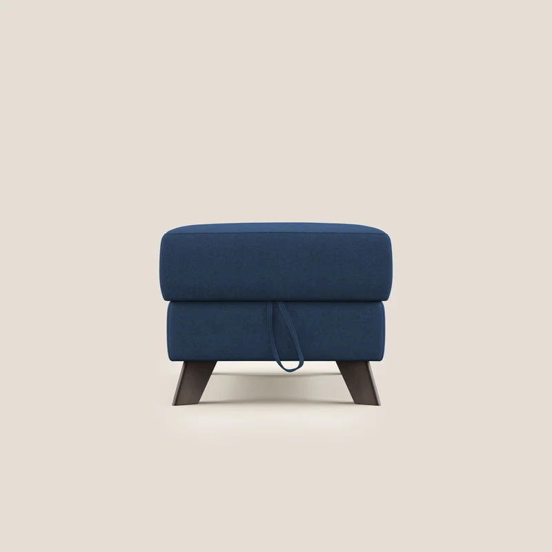 Moon Pouf coffre aux pieds hauts et tissu doux imperméable T02 bleu