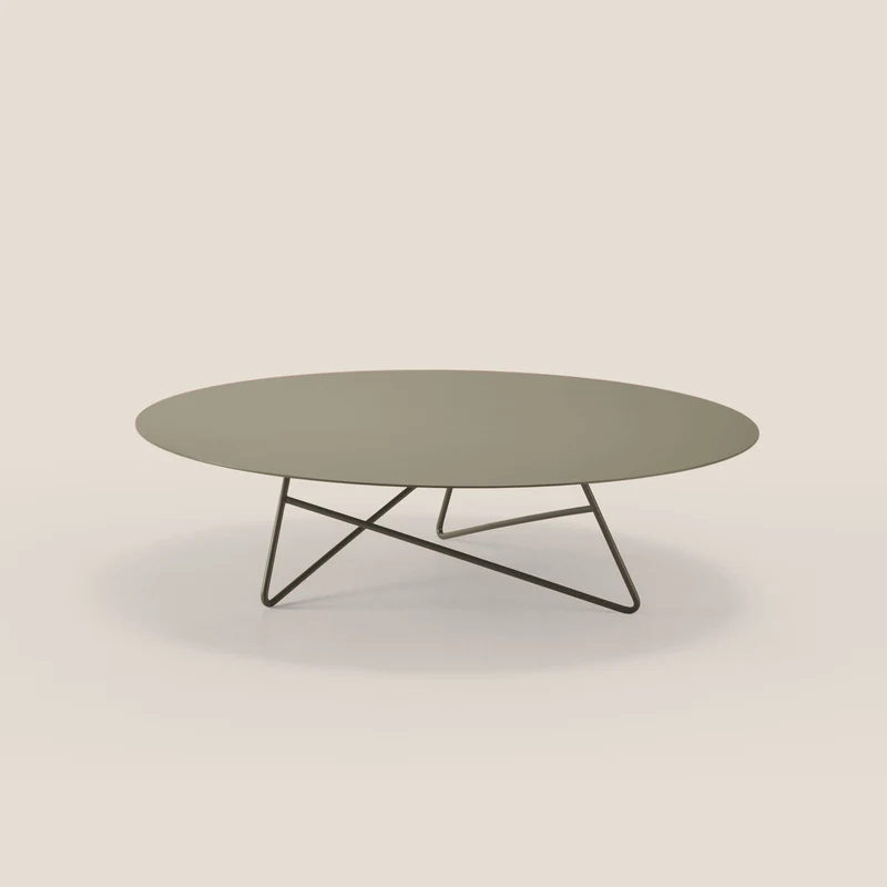 Ermione Table basse ronde pour salon en métal h25