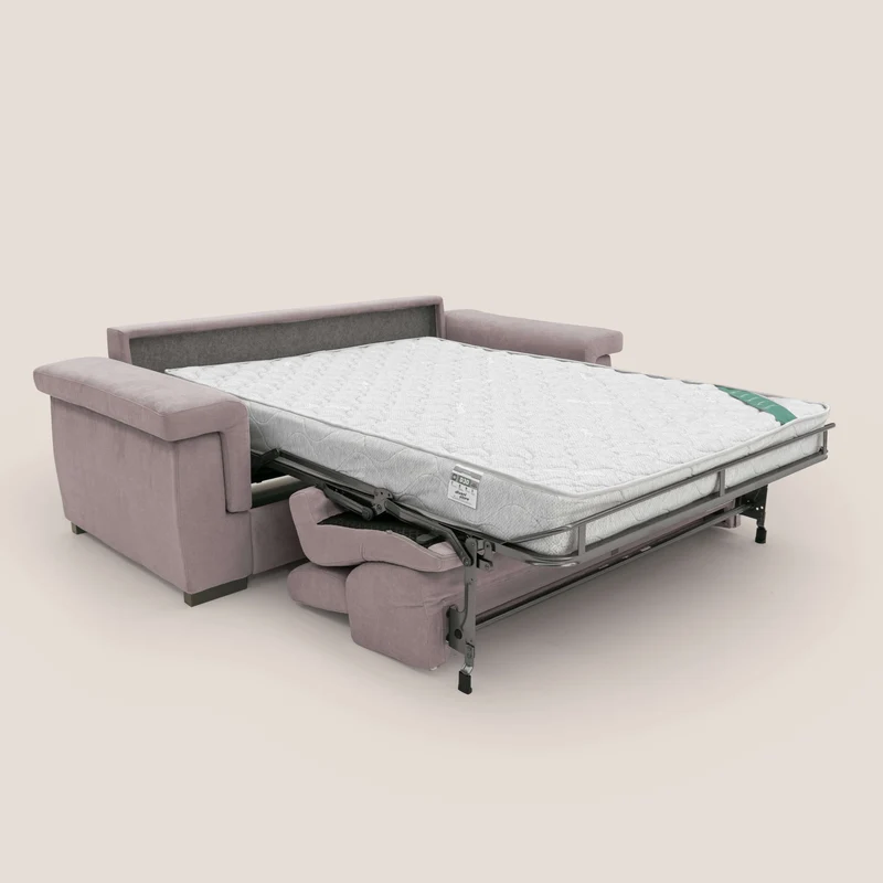 Bjorn Canapé convertible avec matelas H 18cm et têtières réglables en tissu imperméable T02 rose