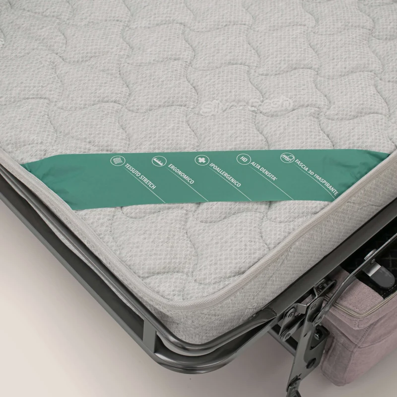 Bjorn Canapé convertible avec matelas H 18cm et têtières réglables en tissu imperméable T02 rose
