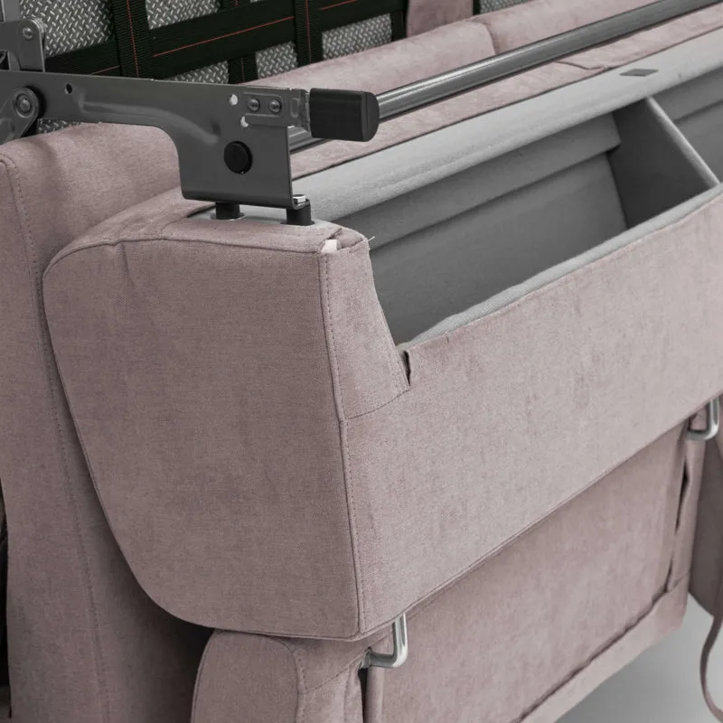 Bjorn Canapé convertible avec matelas H 18cm et têtières réglables en tissu imperméable T02 rose