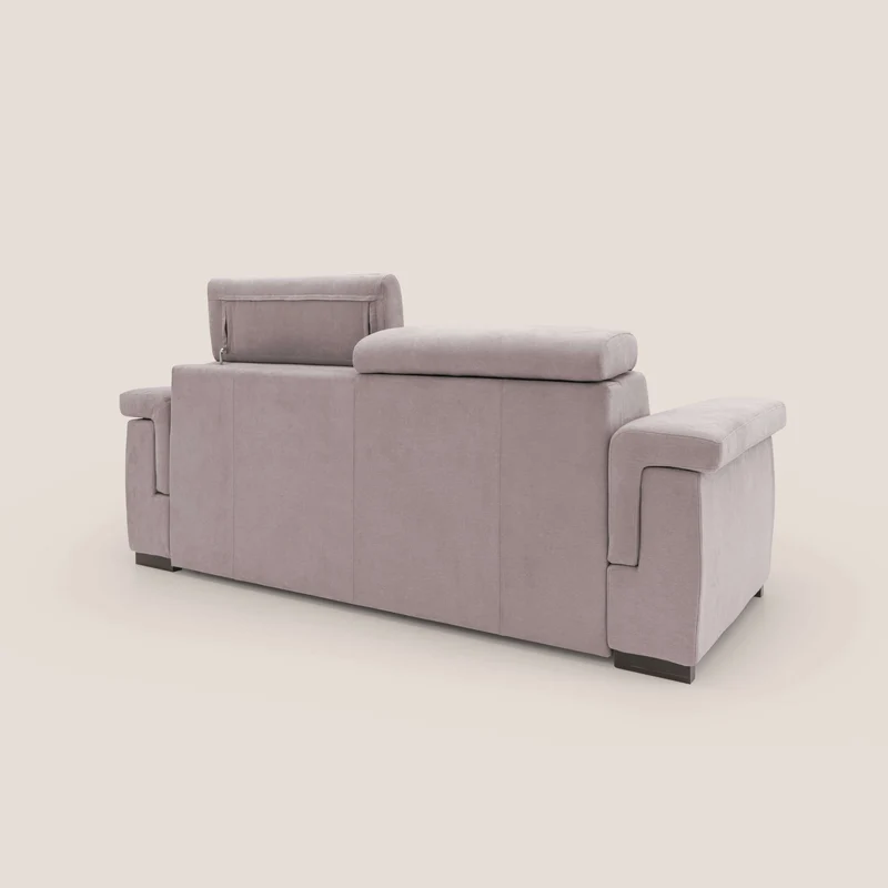 Bjorn Canapé convertible avec matelas H 18cm et têtières réglables en tissu imperméable T02 rose