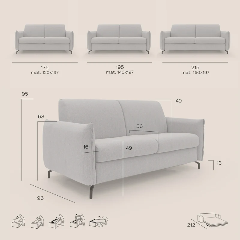 Scarlet canapé convertible en tissu mixte coton imperméable T19 anthracite