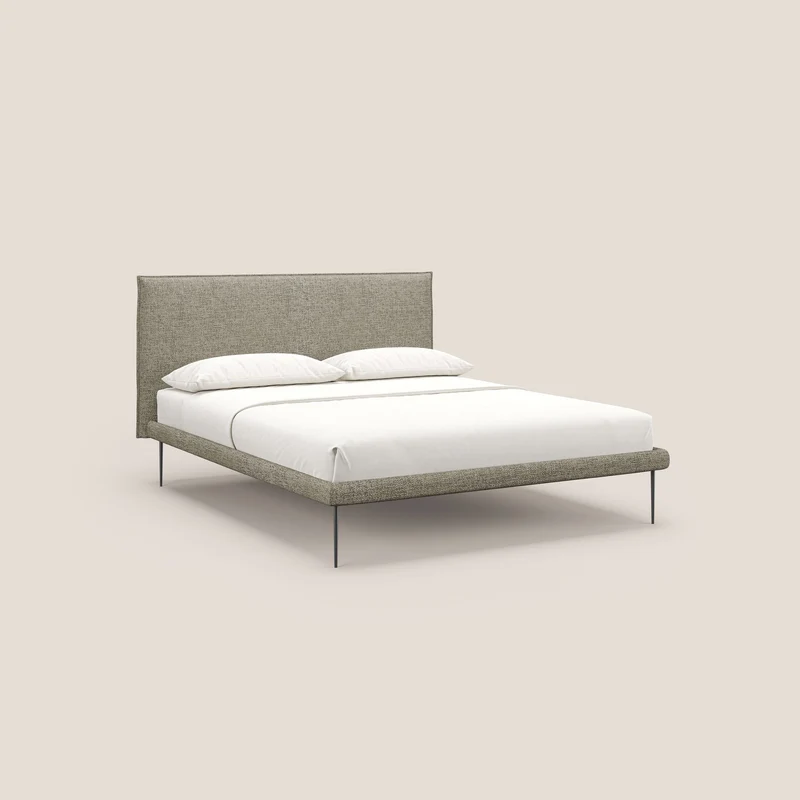 Theo lit moderne déhoussable avec pieds hauts en métal et tissu imperméable T10 Taupe tortora