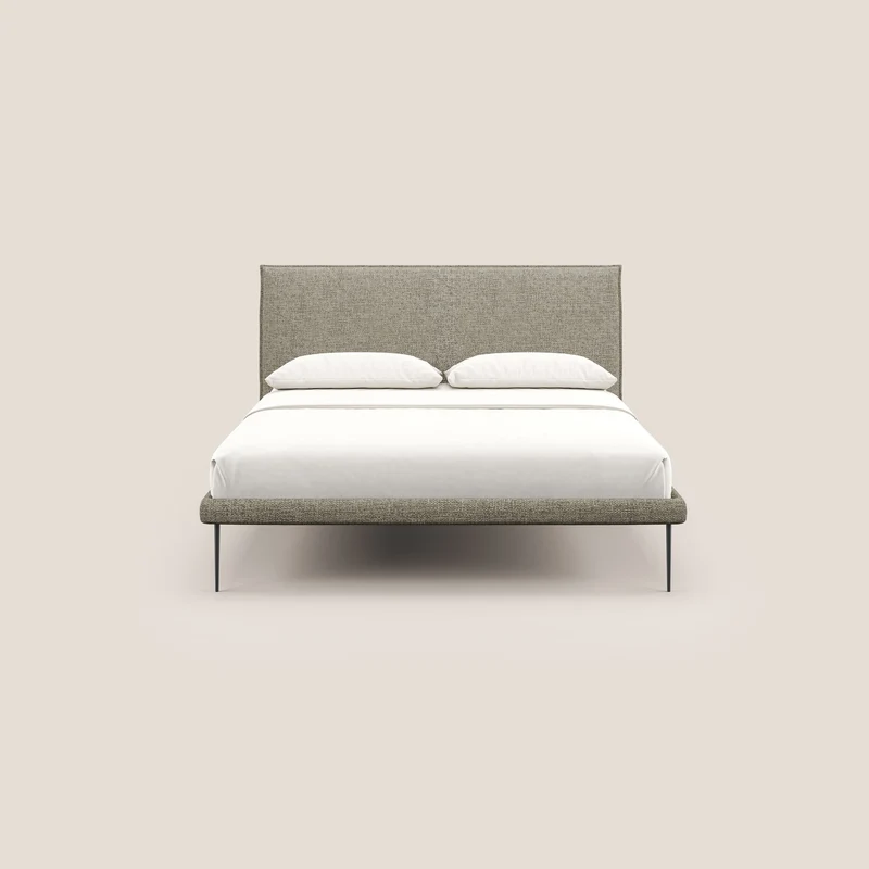 Theo lit moderne déhoussable avec pieds hauts en métal et tissu imperméable T10 Taupe tortora