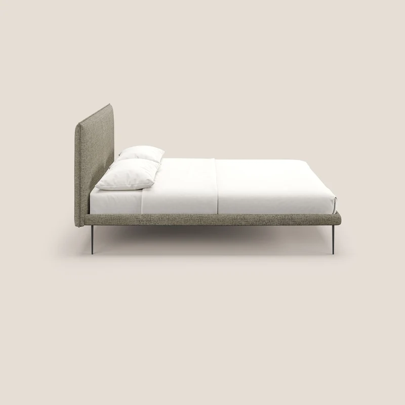 Theo lit moderne déhoussable avec pieds hauts en métal et tissu imperméable T10 Taupe tortora