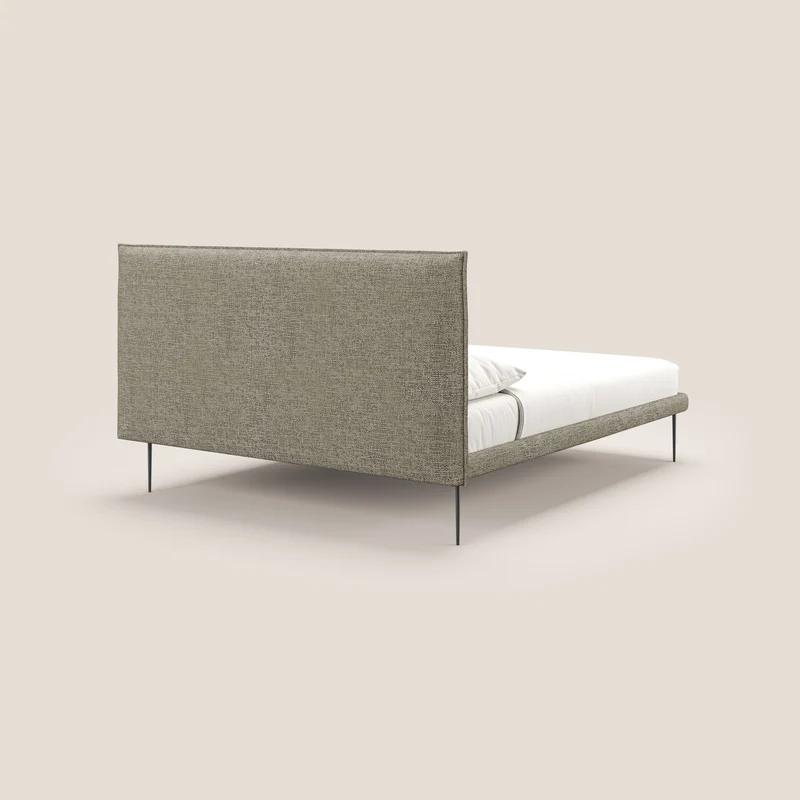 Theo lit moderne déhoussable avec pieds hauts en métal et tissu imperméable T10 Taupe tortora