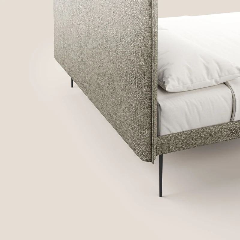 Theo lit moderne déhoussable avec pieds hauts en métal et tissu imperméable T10 Taupe tortora