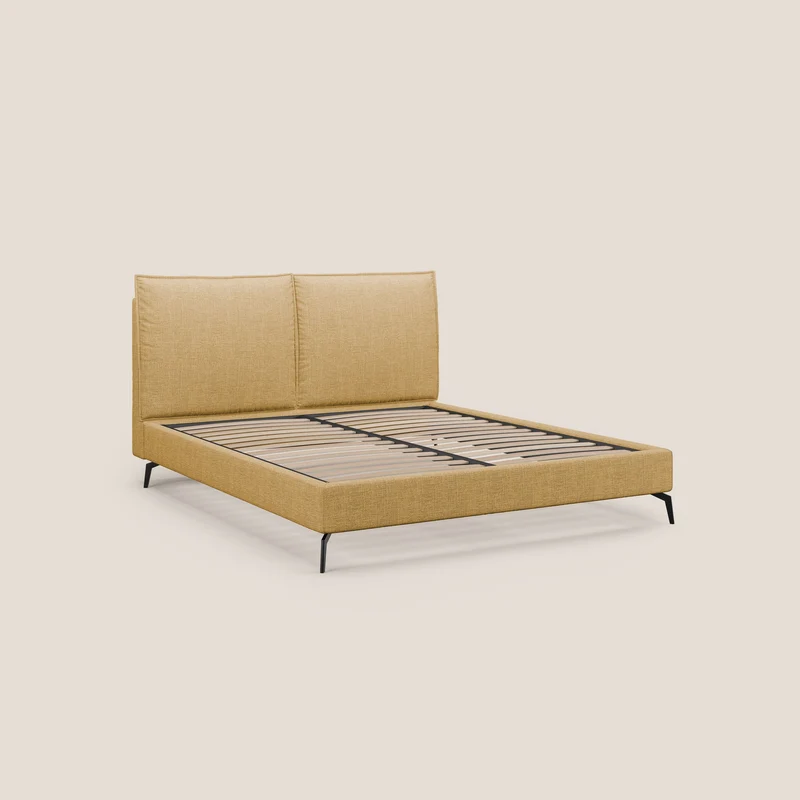 Cloe lit rembourré avec pieds en métal déhoussable en tissu imperméable T06 jaune