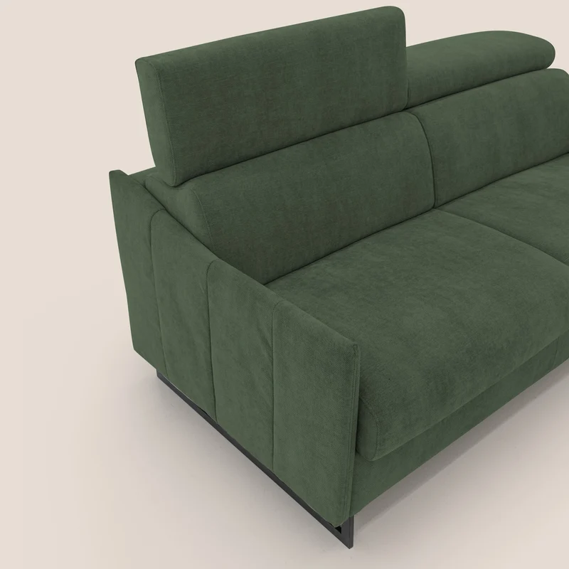 Loto canapé convertible compact avec matelas H 18cm et pieds hauts en tissu imperméable T14 vert