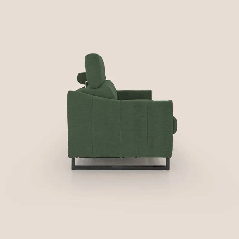 Loto canapé convertible compact avec matelas H 18cm et pieds hauts en tissu imperméable T14 vert