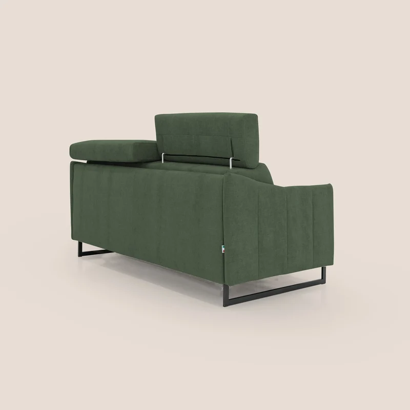 Loto canapé convertible compact avec matelas H 18cm et pieds hauts en tissu imperméable T14 vert