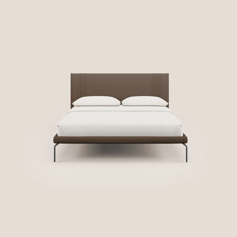 Finn lit rembourré avec pieds hauts en métal en tissu détachable T05 marron