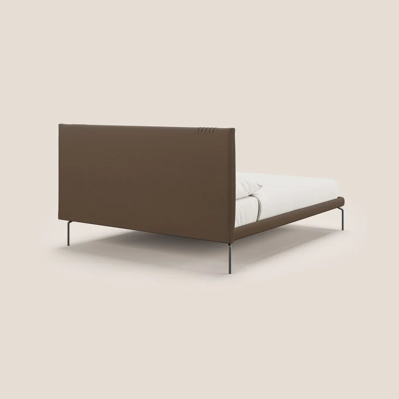 Finn lit rembourré avec pieds hauts en métal en tissu détachable T05 marron