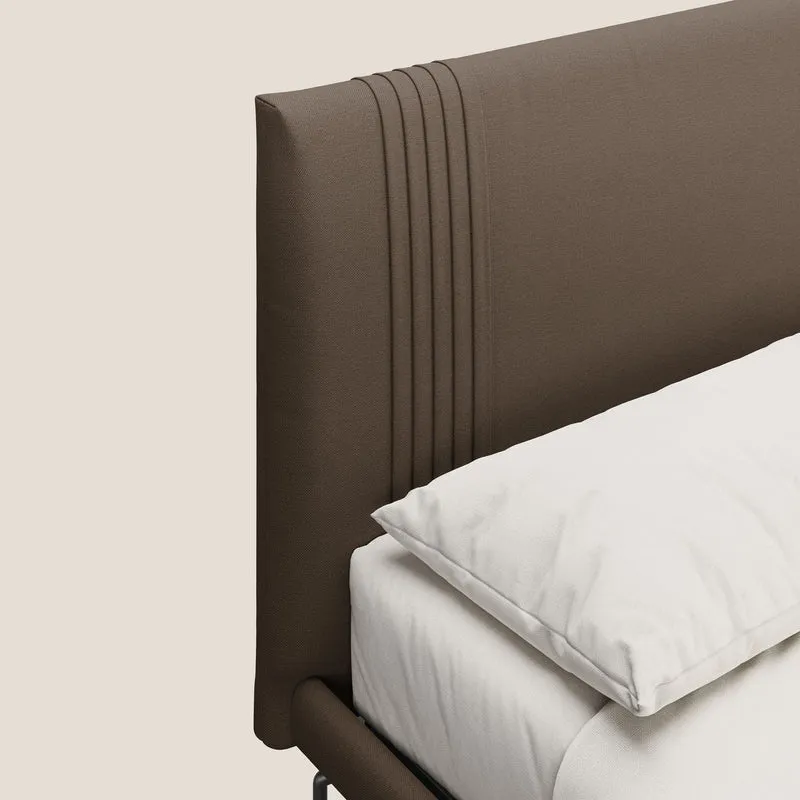 Finn lit rembourré avec pieds hauts en métal en tissu détachable T05 marron