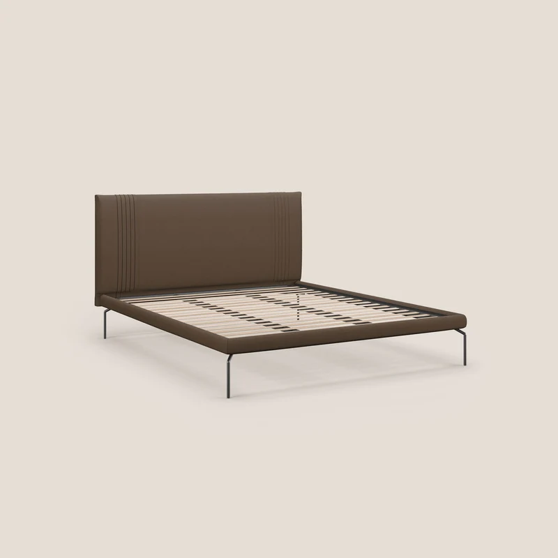 Finn lit rembourré avec pieds hauts en métal en tissu détachable T05 marron