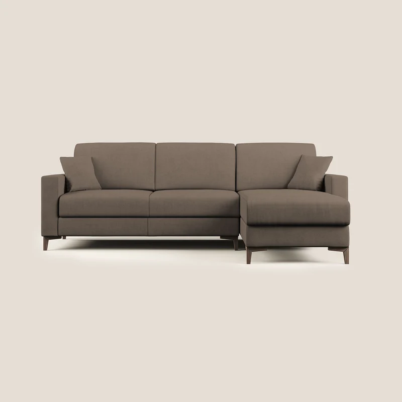Kafka canapé d'angle convertible en tissu doux imperméable T02 marron