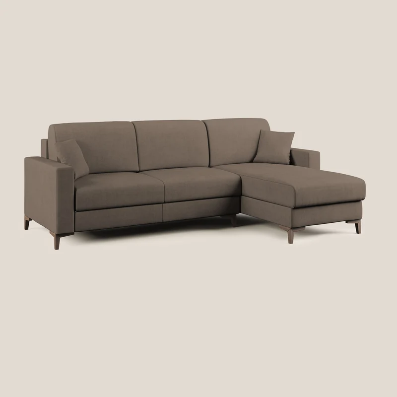 Kafka canapé d'angle convertible en tissu doux imperméable T02 marron